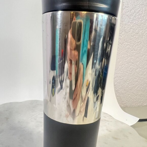 Starbucks 2017 Stainless Steel Black Dipped Travel Tumbler With Sliding Lid 12oz - Picture 3 of 11